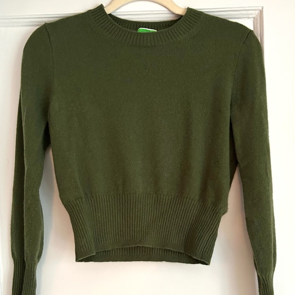 J. Crew shrunken crewneck cashmere sweater - forest green - Picture 1 of 8